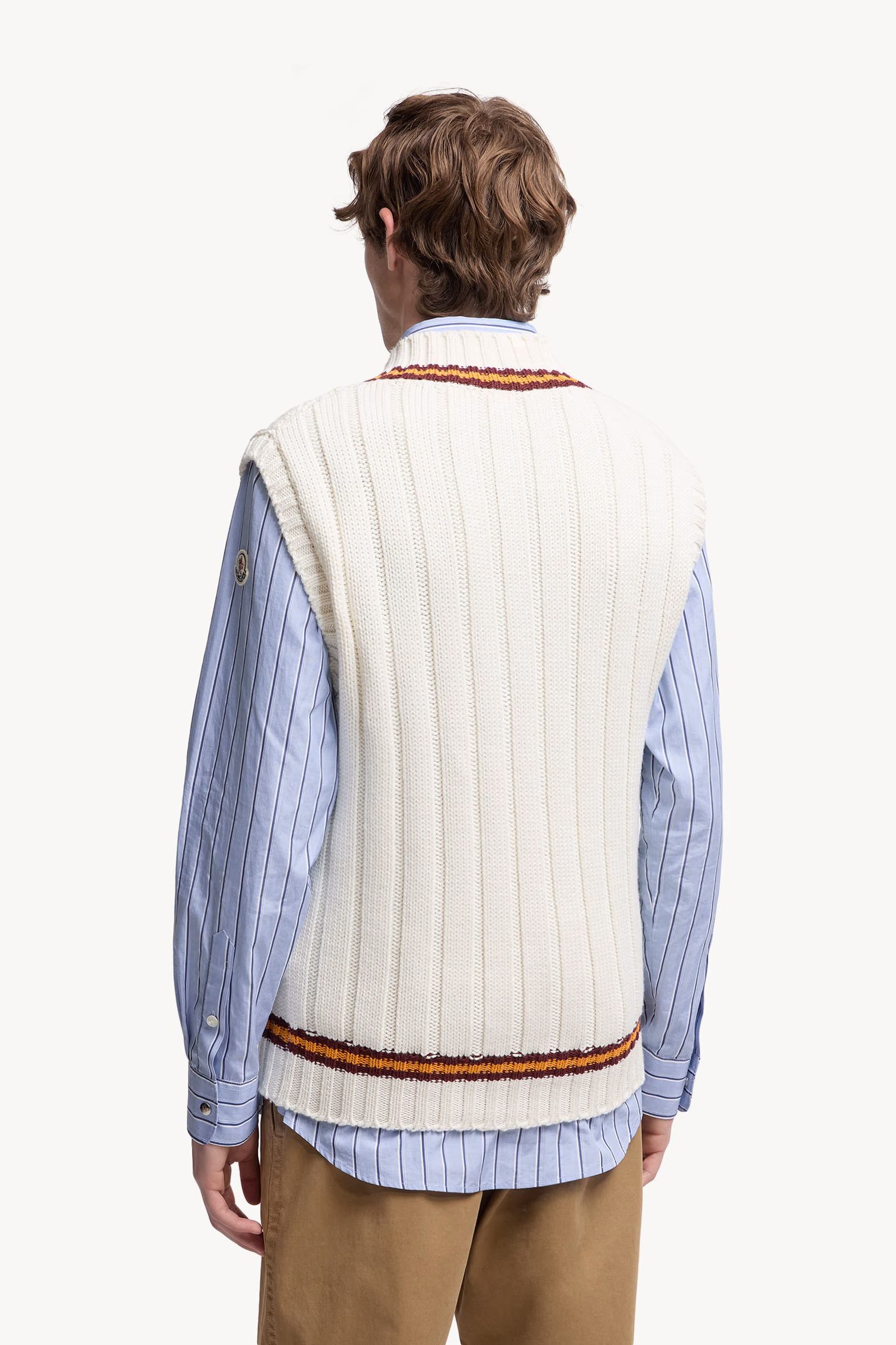 Wool & Cotton V-Neck Vest Men White Moncler 5